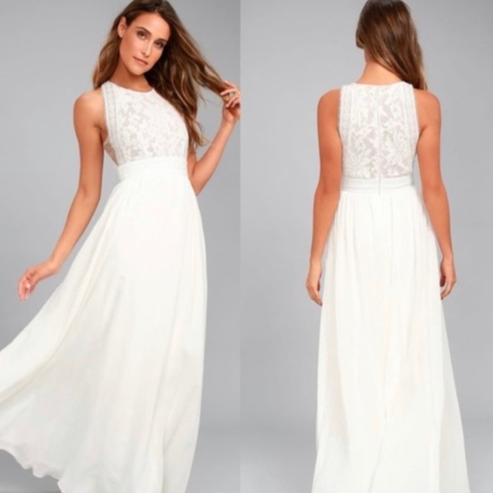 Lulu's Forever and Always White Maxi Dress Small - Picture 11 of 16